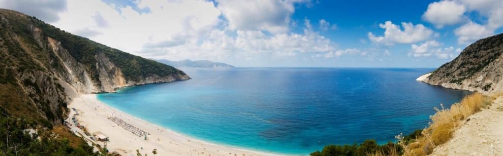 Myrtos Beach Panorama auf Kefalonia Griechenland (Jonathan Benson)  [flickr.com]  CC BY 
Infos zur Lizenz unter 'Bildquellennachweis'